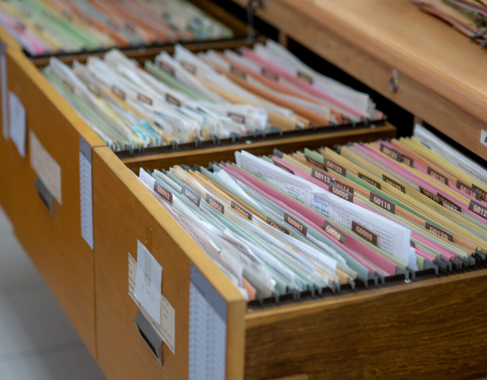 open file drawer filled with files