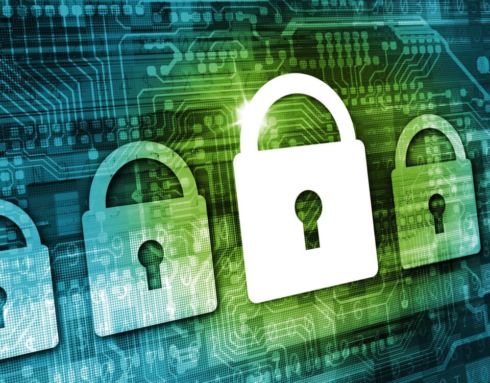 image of locks over representation of digital data