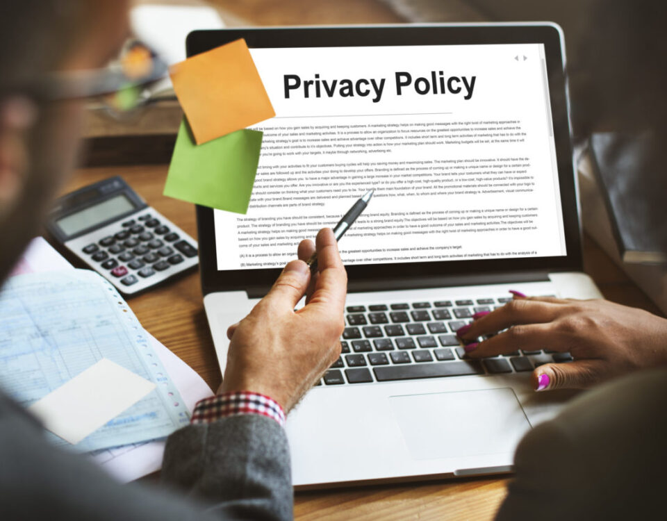 computer screen showing privacy policy