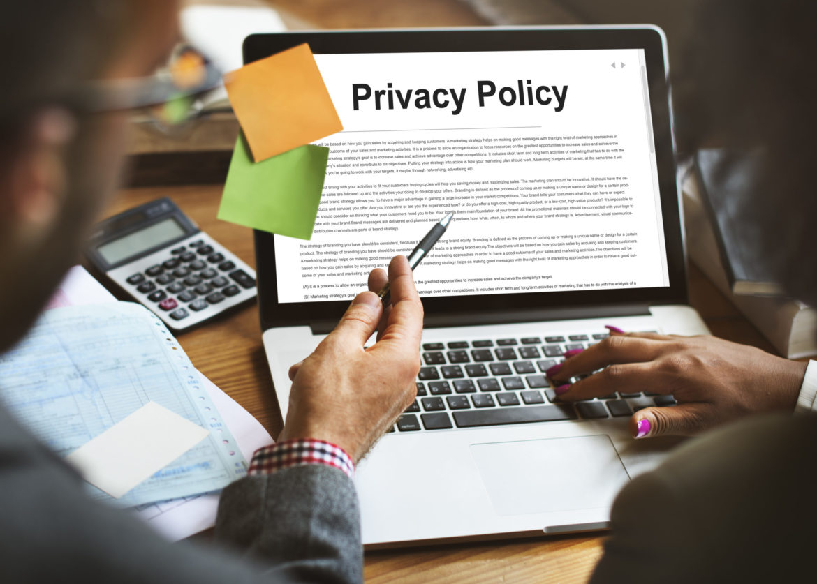 computer screen showing privacy policy