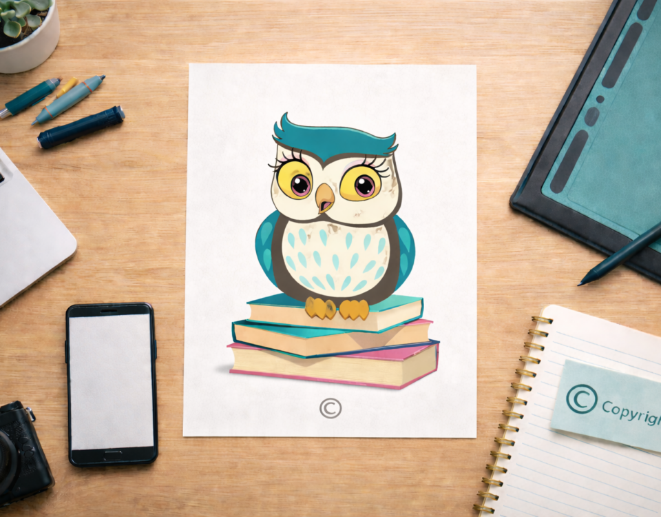 decorative image of owl with copyright symbol