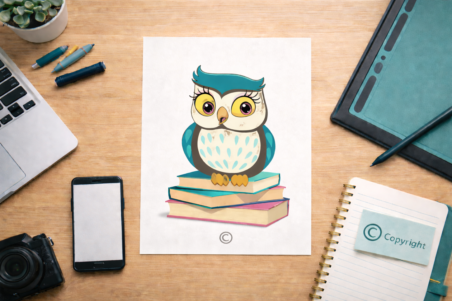 decorative image of owl with copyright symbol